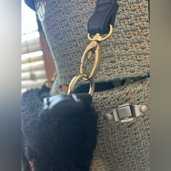 BETSEY JOHNSON FAUX FUR CROSSBODY,GOLD GLITTER EYELASHES,GOLD HARDWARE,WRISTLET - Picture 7 of 12